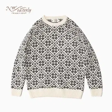 새상품 노아이 부활절 Lee 스노우 패턴 크루넥 니트 스웨터