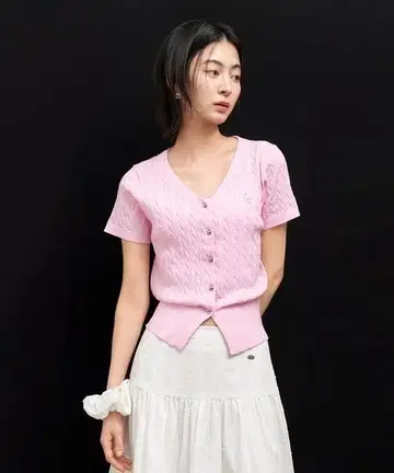 GENERALIDEA Tencel V-neck Cable Cardigan