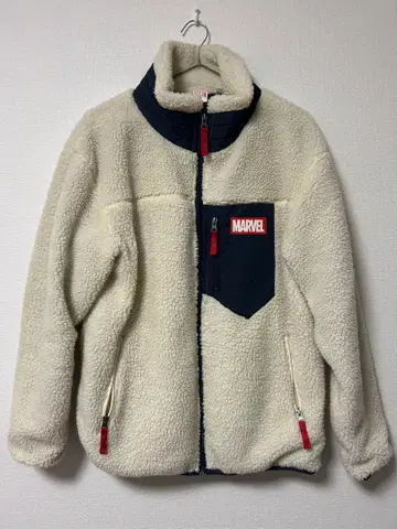 MARVEL 플리스 자켓 크림 네이비