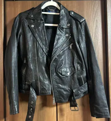 폴로 랄프로렌 블랙 더블 라이더 가죽 자켓