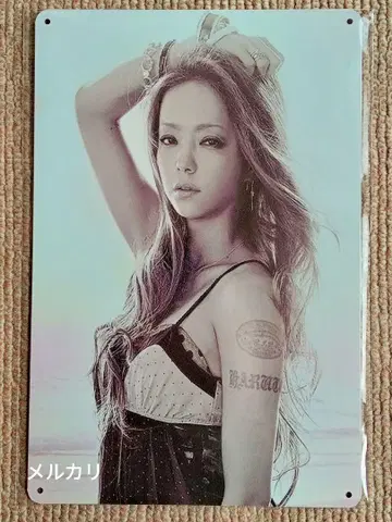 아무로 나미에 양철 간판 모노톤