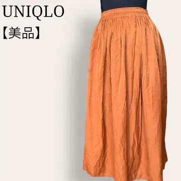 [새상품급] 유니클로 샤이니 롱 플레어 스커트 리조트 여행 체형 커버