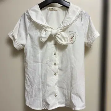 [ LIZLISA ] 세일러문 콜라보 세일러 카라 리본 반팔 셔츠(F)