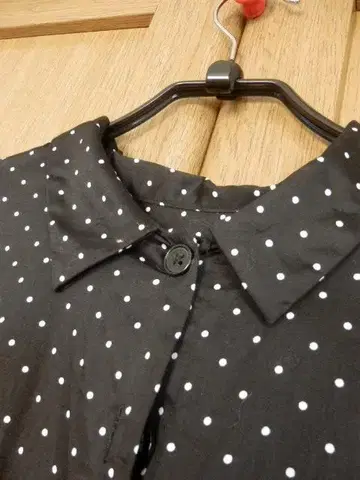 미사용 펠리시모/앤드마이러/흑백 도트 프린트 셔츠 원피스/겉옷으로도 OK