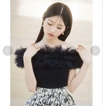 SNIDEL 볼륨 튤 도킹 니트 풀오버