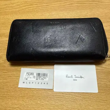 폴스미스 장지갑 라운드 지퍼 폴 드로잉 가죽 블랙