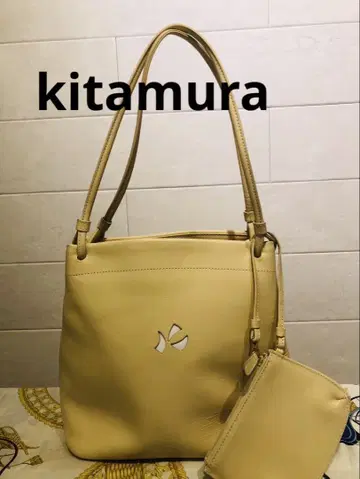 kitamura 키타무라 숄더백 깅엄 체크 핑크 파우치 포함