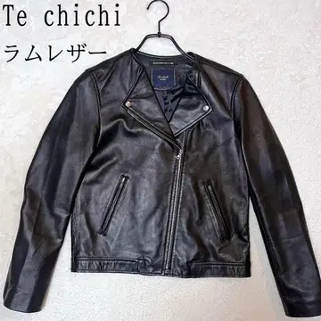새상품급 램 가죽 더블 라이더스 자켓 천연 가죽 블랙 te chichi