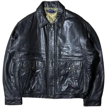 nautica 90s 양가죽 가죽 자켓 44 블랙 짧은 기장 안쪽 퀼트