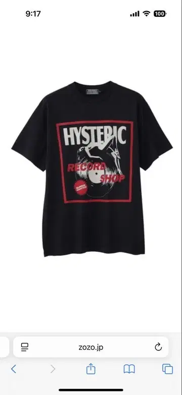 HYSTERIC 레코드샵 T셔츠 블랙