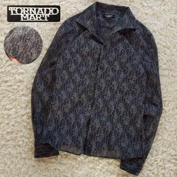 TORNADO MART 꽃무늬 보타니컬 시스루 셔츠 긴팔 셔츠