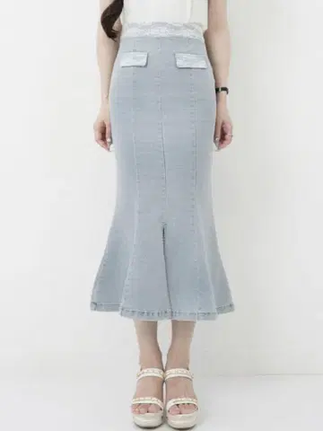 Lumignon 데님 레이스 머메이드 스커트 M
