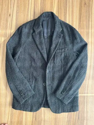 BARENA / 바레나 헤링본 자켓 다크 그레이 트위드 아우터