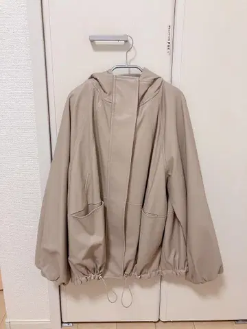 프레이 아이디 인조 가죽 후드 블루종
