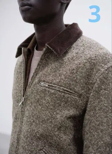 오라리 HOMESPUN TWEED ZIP BLOUSON BROWN
