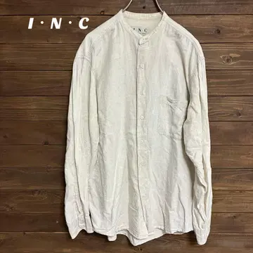 [ I.N.C. ] 버튼업 셔츠 린넨 셔츠 노카라 루즈핏 M