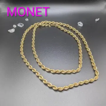 [ 컨디션 최상 ] MONET 뜨개질 골드 체인 목걸이 초와이드 빈티지