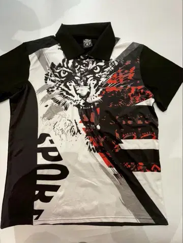 SPORT.DRI 반팔 피케 셔츠 M 사이즈 타이거 프린트