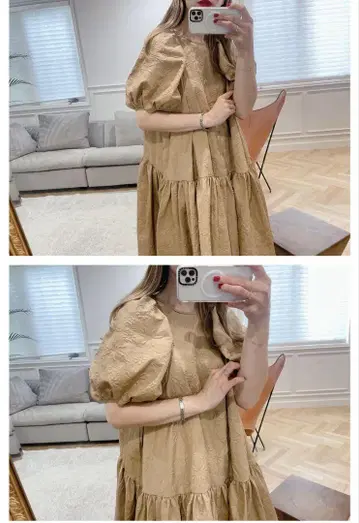 mite 미테 자카드 퍼프 원피스