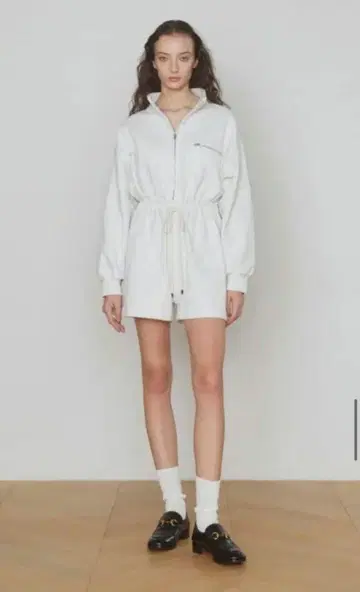 시루무린 하이넥 맨투맨 숏 올인원 헤더 그레이
