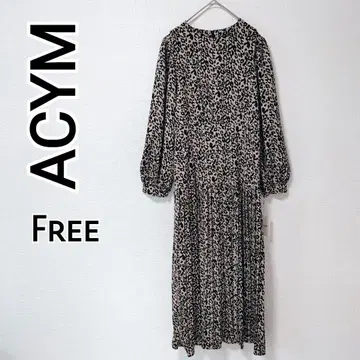 새상품 ACYM 레오파드 무늬 플리츠 롱 원피스 F