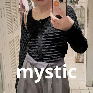 새상품급 mystic 라운드넥 레이스 가디건 블랙 미스틱