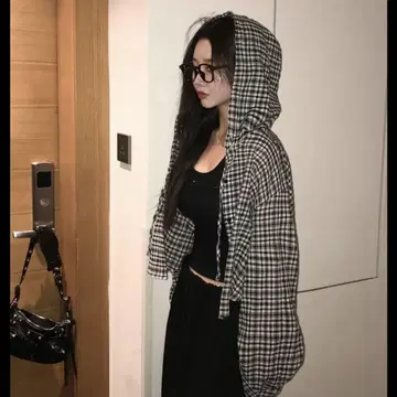 BEIDELLI 후드 부착 썸머 체크 셔츠