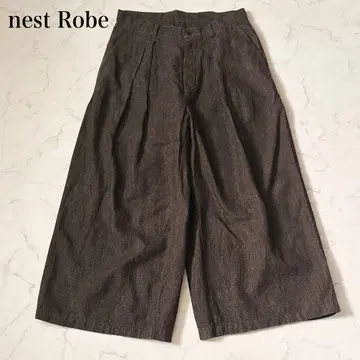 [ nest Robe ] 코튼 린넨 투 턱 와이드 팬츠 내추럴 F