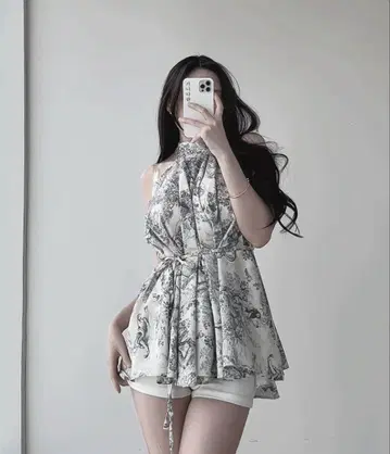 한국 스타일 플레어 쉬폰 블라우스