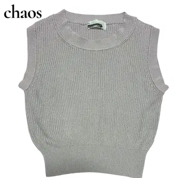 chaos 카오스 린넨 베스트 U넥 짧은 기장 Y2K 신축성