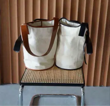 새상품급 에트레토쿄 캔버스 콤비 버킷 백 블랙