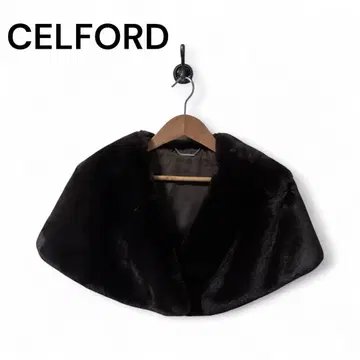 새상품 택 포함 CELFORD 셀포드 다크 브라운 퍼 숄 미사용
