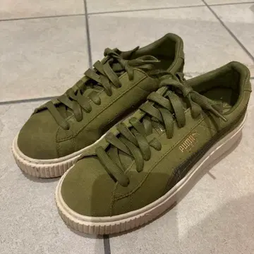 푸마 스웨이드 스니커즈 카키 24.5cm