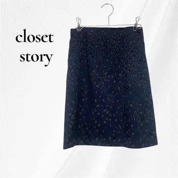 closet story 타이트 스커트 다크 블루 레오파드 무늬 M 일본제