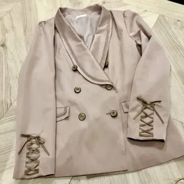 [ 새상품급 ] 소매 리본 숄카라 자켓 연한 핑크 axesfemme