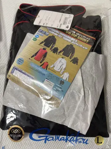 가마가츠 낚시용 지퍼 셔츠 L 사이즈 블랙/레드