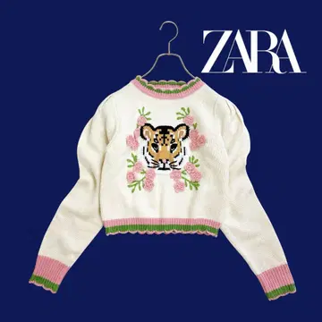 11T308 ZARA 타이거 편직 크롭 스웨터 가을/겨울 S