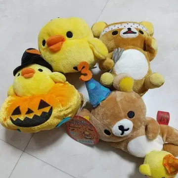 새상품~중고 리락쿠마 키이로이토리 봉제 인형 세트