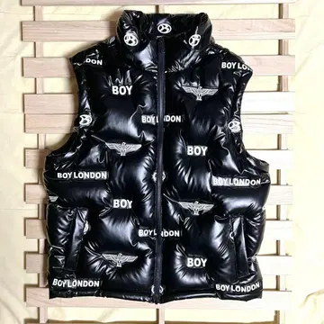 컨디션 최상 올 패턴 로고 BOY LONDON 보이 런던 다운 베스트 L
