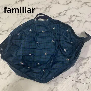 familiar 체크 무늬 에코백 네이비 M 사이즈