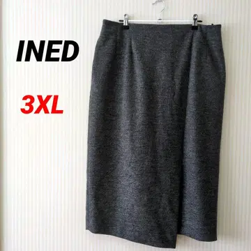 [ 이네드 ] 새상품급 그레이 스커트 슬릿 울 혼방 19호 3XL 일본제