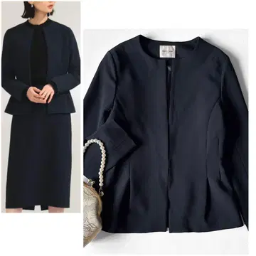 데밀룩스 빔즈 BEAMS 트리아세 페플럼 자켓 네이비