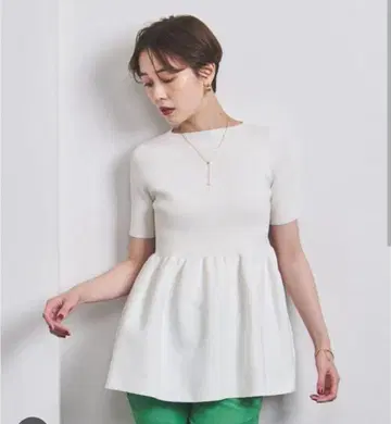 UNITED ARROWS P 페플럼 숏 슬리브 니트