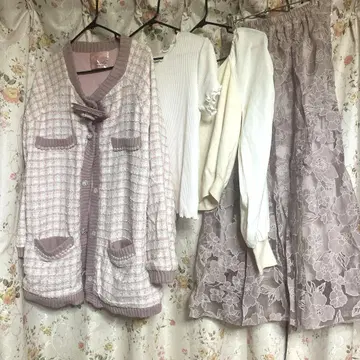 프렌치 걸리시 양산형 묶음 판매 가디건 상의 스커트