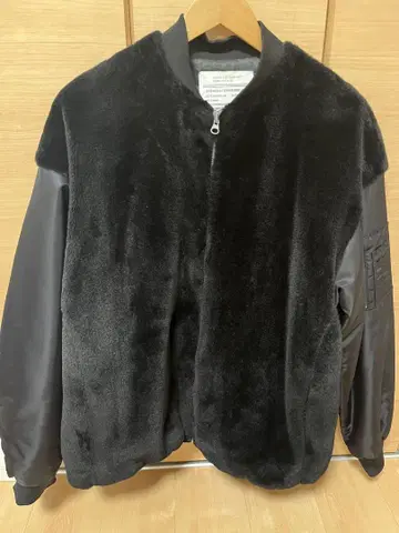 블랙 플리스 나일론 자켓