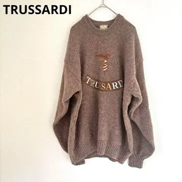 트루사르디 자수 로고 니트 스웨터 브라운
