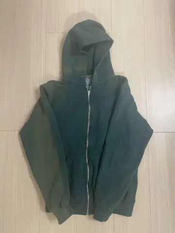70년대 빈티지 페이드 지퍼 후드티 그린