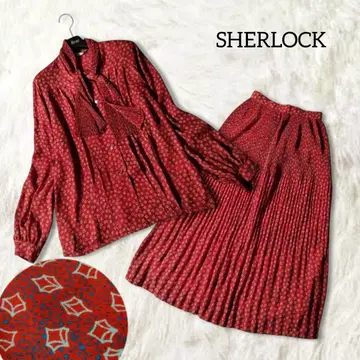 SHERLOCK 보타이 블라우스 스커트 상하의 셋업 쇼와 레트로