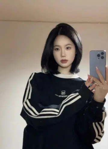 게임 셔츠 긴팔 사이드 라인 블랙 한국 캐주얼