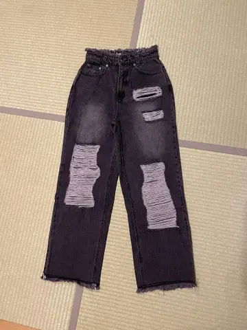 FANCY CLUB 디스트로이 와이드 데님 팬츠